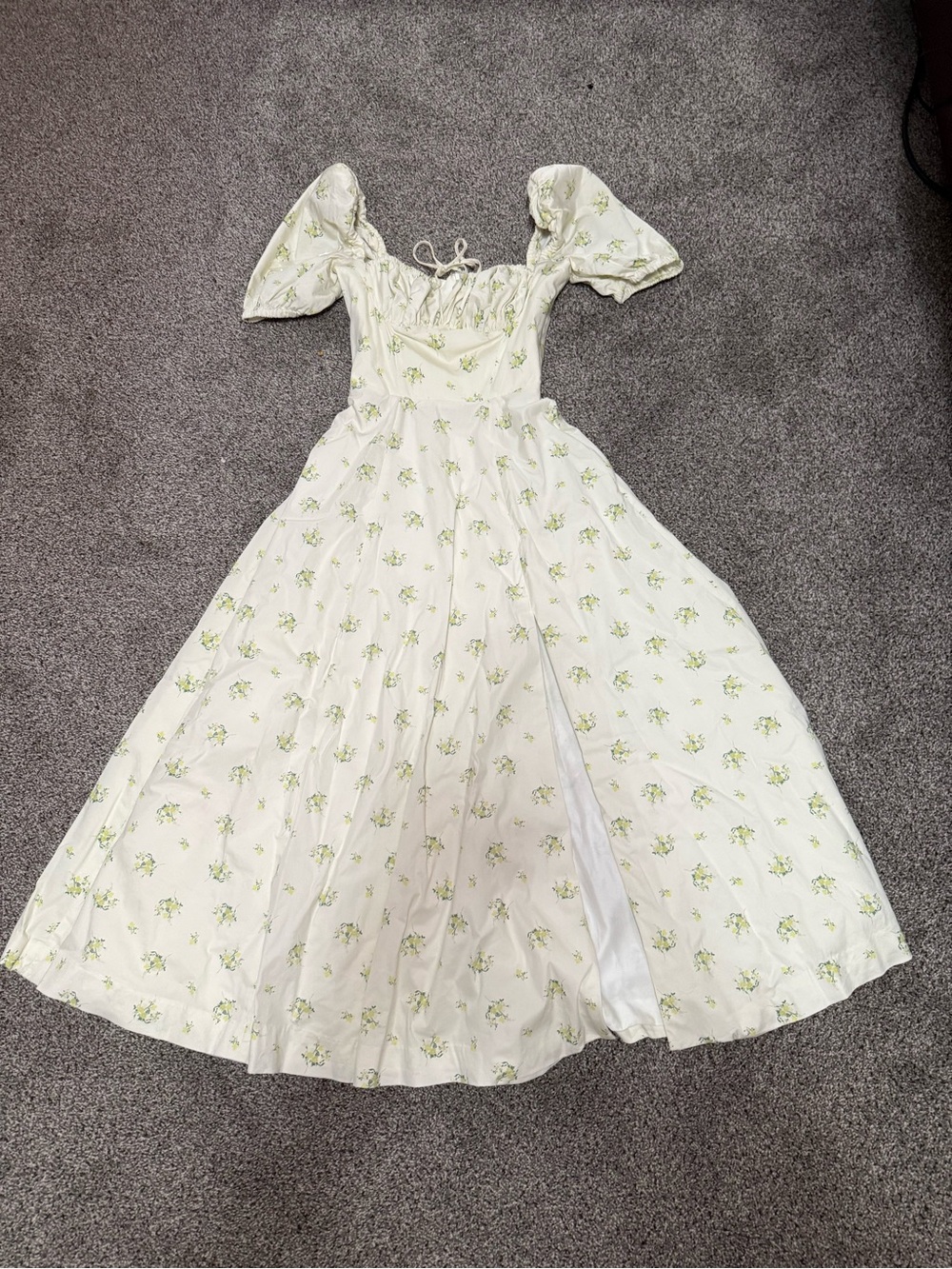House of CB Cream Maxi Dress with Green Floral Print